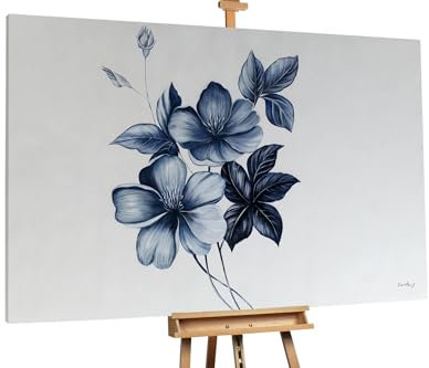 KunstLoft Ölgemälde 'Majestic Branch' 180x120cm | Original Handgemalte Gemälde | Modern | Blau | Leinwand-Bild Ölgemälde einteilig groß | Modernes Kunst Ölbild
