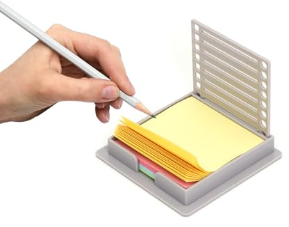 SHENGYIG Soporte para Notas Adhesivas, Bloc de Notas, Caja de Notas con Notas Adhesivas de Cuatro Colores, 100 Notas Adhesivas, Plástico Caja de Notas, para Almacenamiento de Notas Adhesivas