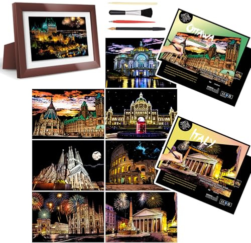 Niewalda Scratch Rainbow Art Paper, Scratch & Sketch Art für 15 Jahre und Erwachsene, Scratch Painting Creative Set mit Gravur Kunst & Bastelzubehör, Scratch Board mit 4 Werkzeugen