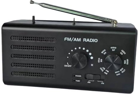 Muyilanc Radio Portátil Am/FM con Transistores, Altavoz, Sintonizador Grande, Conector para Auriculares, para Emergencias en Casa y Exteriores, Enchufe Europeo.