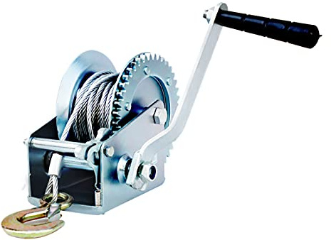 Cabrestante manual con cable para comedero de ciervos, cabrestante manual resistente para remolque con freno y gancho de acero, cabrestante manual pequeño para cargar embarcaciones y equipos de jard