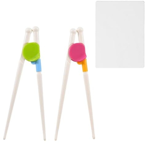 JDNFKG 4 Paia di Bacchette per Bambini E 1 Tovaglietta, Bacchette per Principianti, Bacchette Ausiliarie per Cartoni Animati, Adatte per Neonati E Bambini.