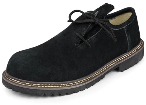 ALESSANDRO SALVARINI Scarpe da uomo in pelle (40-47) Scarpe tradizionali d'avena AS453, Nero , 44 EU
