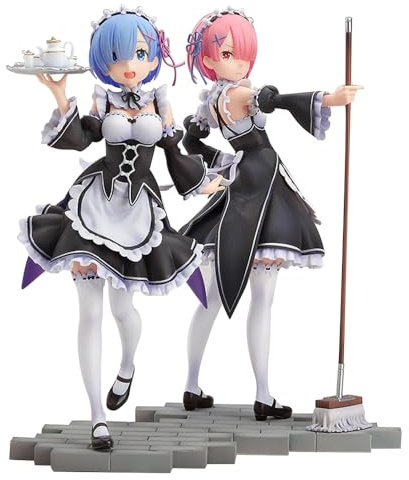 Jilijia Lot de 2 figurines Rem et Ram en PVC - 22 cm - Figurine d'action à collectionner - Décoration de bureau