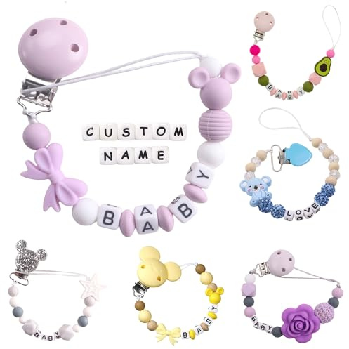 Personalisierte Schnullerketten mit Namen, personalisierte Geschenke für Neugeborene