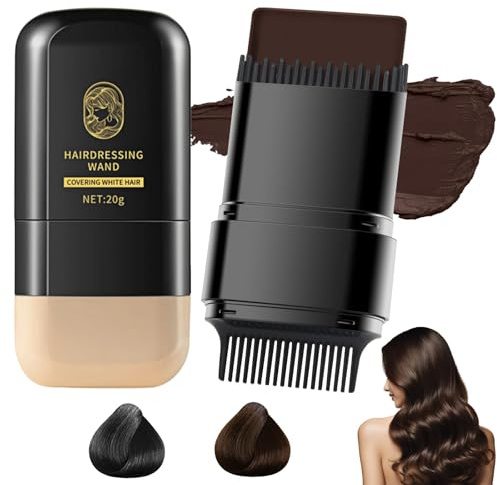 2-in-1 Haarfarbe Stick & Kamm für Frauen und Männer, sicherer und praktischer Haarfärbekamm zum Abdecken grauer Haare, wasserfestes und schweißfestes Nachfärben der Haarwurzeln (Dunkelbraun)