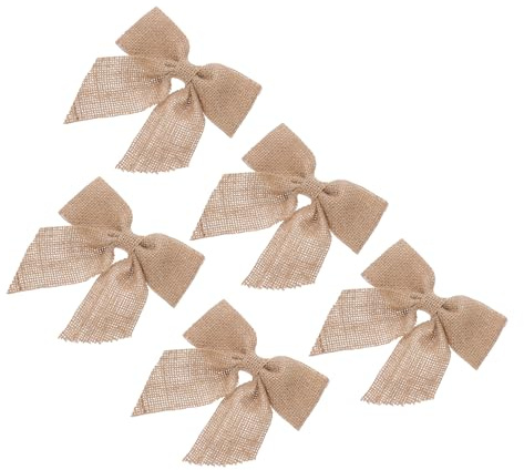 LIGIGWASH 5 Pezzi in Juta Decorazioni Natalizie per Matrimoni Handmade Fiocchetti Resistenti per Albero di Natale e Addobbi Nuziali