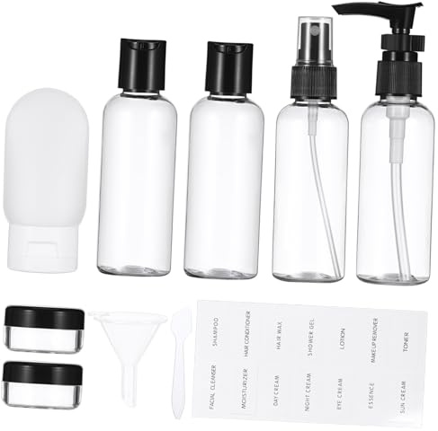 TOGEVAL Botellas Viaje con Bolsa Transparente Dispensadores Spray y Crema Reutilizables sin Fugas Portátiles para Higiene Personal y Cosméticos