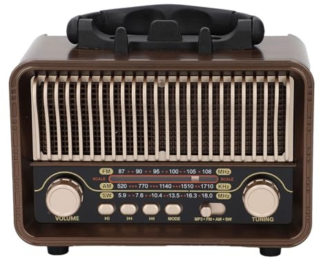 YUEHISY Retro Vintage Radio Portable Am ​​FM SW con Bluetooth 5.4, Recepción de Banda Multiinformación de Puerto USB Aux, Reproducción de 8-10 H para Viajes Al Aire Libre para Acampar