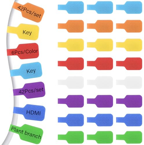 Set da 48 etichette per cavi, colorate, impermeabili, scrivibili e riutilizzabili, 4,5 x 2 cm