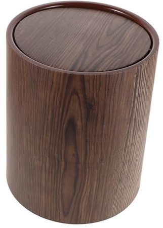 Gatuida Poubelle Bois Vintage avec Couvercle Pivotant Corbeille à Papier à Capacité Importante Bac à Ordures au Style Champêtre pour Cuisine Salle de Bain Bureau et Chambre Design Grain de
