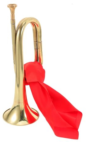 SECFOU Instrumento de Viento Trompeta de Aleación de Cobre, Corneta Tradicional para Todas las Edades, Portátil y Ligera, 31 CM, Dorado
