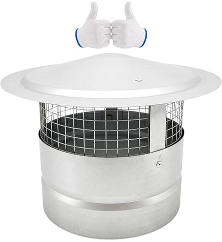 Comignolo Antivento Antipioggia, Abbattitore Fumi Stufa Pellet 304 in Acciaio Inox, 15 18 20 cm Comignolo Canna Fumaria, per Camino, Stufa a Legna, Pellet e Caldaia Biomassa(200mm/8in)
