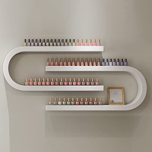 Organizador de esmalte de uñas y perfume montado en la pared, estante de exhibición en forma de U para almacenamiento de salón y salón de belleza