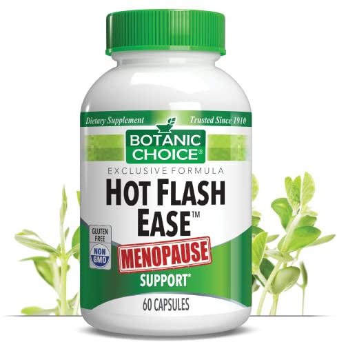 Botanic Choice Natural Menopause Hot Flash Relief Balance Supplement for Women - Powerful Herbal Blend with Black Cohosh, Soy, Red Clover - Gluten Free - 60 Capsules
