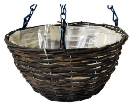 Kingfisher 14 inch Dark Rattan Hanging Basket
