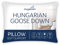 Snuggledown Hungarian Goose Down Pillow - 80:20 Ethically Sourced Fill for Front & Back Sleepers | Jacquard Cotton Cover, UK‑Made, Non-Allergenic & Washable (48 × 74 cm)