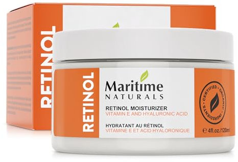Feuchtigkeitscreme für unreine Haut. Retinol Creme aus Kanada mit Vitamin A, E & Hyaluronsäure für Gesicht. Sheabutter Creme für Haut. Natürliche Hautpflege by Maritime Naturals – 120ml