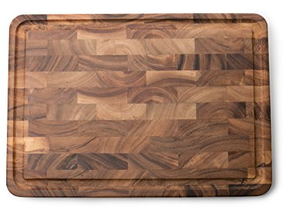 Ironwood Gourmet Charleston End Grain Board with Channel, Acacia Wood Brown 20 x 14 Inches