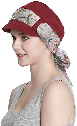 Alnorm Baumwoll-Set aus Mütze und Schal, atmungsaktiv, Chemo-Kopfbedeckung für Damen