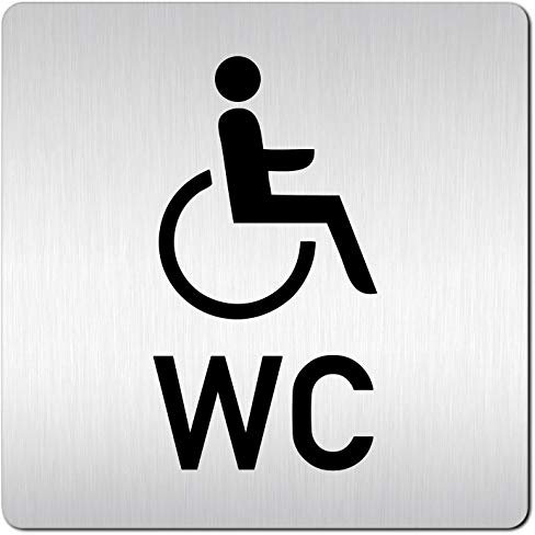 Türschilder24 XXL Schild - Türschild (B) • 125 x 125 x 1,5 mm Hinweisschild BEHINDERTEN WC Rollstuhl • Aluminium Vollmaterial • 100% Made in Germany