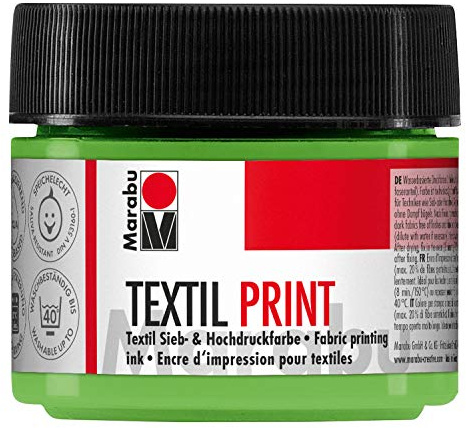 Marabu 17030050960 - Textil Print lichtgrün 100 ml, Sieb- und Hochdruckfarbe auf Wasserbasis, geruchsneutral und lichtecht, lange Offenzeit, für helle und dunkle Textilien