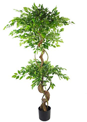 Leaf Künstlicher Kunstbaum im japanischen Fruticosa-Stil, 150 cm, gedreht, groß, Twisted Large Ficus