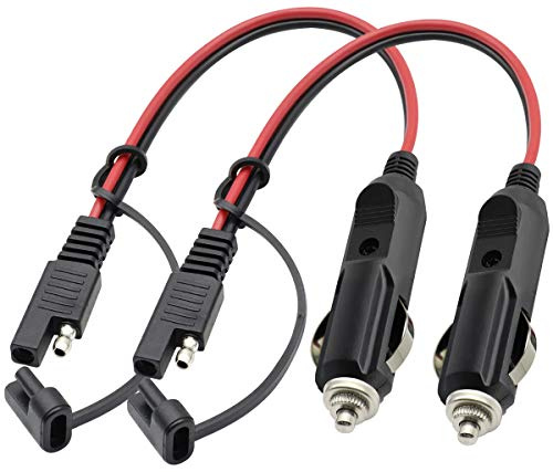 AAOTOKK SAE Accendisigari Cavo,16AWG 12V Spina Accendisigari Maschio a SAE 2 Pin Sgancio Rapido Connettore di Scollegamento Prolunga Adattatore Cavo di Ricarica con Fusibile (0,3 m/1ft-2 Pezzi-M)