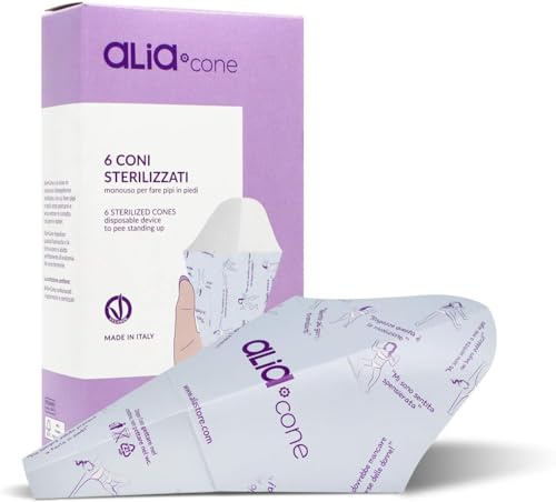 ALIA Einweg-Pipi-Kegel für Damen, aus wasserabweisendem Karton, recycelbar, biologisch abbaubar, einzeln sterilisiert, ideal als tragbares Urinal für Damen, 6 Stück