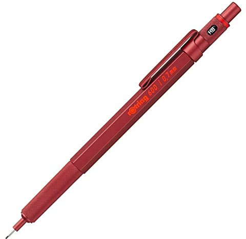 rOtring 600 Druckbleistift | 0,7 mm | Rot | Ergonomisches Vollmetallgehäuse