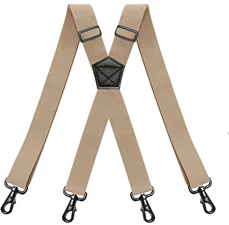 RIONA Herren Hosenträger Breit 3.8 cm mit 4 Karabinerhaken Lang Einheitsgröße für Männer und Damen Einstellbar und Elastisch X-Back Heavy Duty