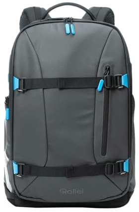 Rollei Fotoliner Ocean Pro: Großer Kamerarucksack in Schwarz aus 49 recycleten PET-Flaschen, Handgepäck-geeignet, inkl. Laptop-Fach, versetzbare Trennwände