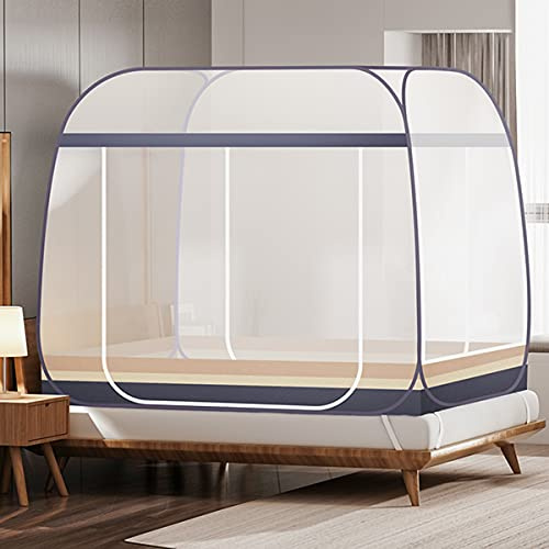 Pop Up Zanzariera da Viaggio con Fondo,Doppia Porte Autoportante Pieghevole Portable Zanzariere,Facile da Installare,per Letto Matrimoniale & Singolo da Casa Esterna,Grigio,200x215x160cm