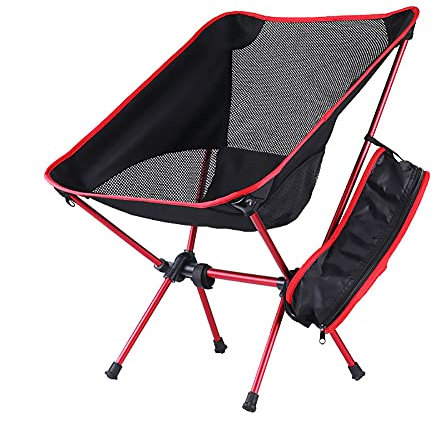 Kabxhueo Camping Stuhl Ultraleichte tragbare Klappstühle mit Tragetasche Klappbar, Ultraleicht, Kleines Packmaß, 150kg Gewichtskapazität für Outdoor, Zelten, Picknick, Wandern,Rot