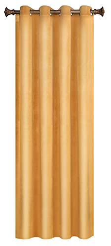 WOLTU Verdunklungsgardine mit Ösen Samtvorhang Blickdicht Thermogardine, 300 g/m² Schwere lichtundurchlässige Verdunklungsvorhang für Schlafzimmer Geräuschreduzierung Senf 140x225 cm (1 Stück)