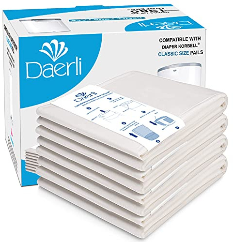 Soppåsar för blöjhink, kompatibla med alla Korbell Classic blöjhinkar, varje förpackning om 16 liter rymmer upp till 1 980 blöjor (4-pack)