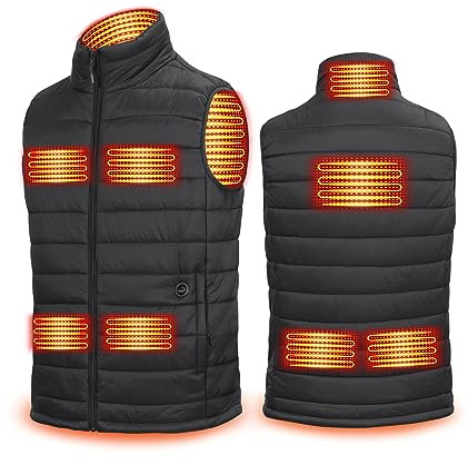 uupalee Men's Heated Vest with Battery Pack Outdoor Lightweight Warm Heating Clothing Black XL