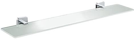 JASSFERRY 600mm Bathroom Shelf Wall Mounted Frosted Glass Shelving Chrome Storage Organizer with for Shower Bath