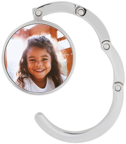 Ocadeau Personalisierter Handtaschenhalter – Runder, silberner Taschenhaken aus Metall – Stilvolles Accessoire und einzigartiges Geschenk für Frauen