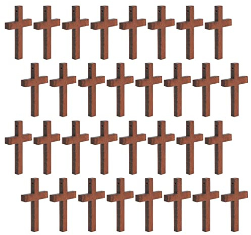 BESPORTBLE 50Pcs Mini Holzkreuz Natürlicher Holzkreuz Anhänger Kleine Kreuzzauber Anhänger für Handwerk DIY Halskette Armband Hellbraun