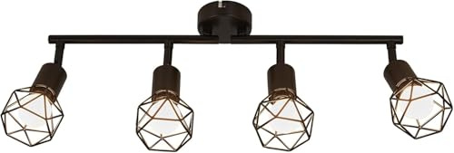 FORCOSO Deckenstrahler Vintage Schwenkbar 350°, Deckenleuchte Vintage 4 Flammig, Verstellbar Deckenlampe Schwarz Metall E14 max. 40 Watt, für Küche Wohnzimmer Schlafzimmer Flur, Ohne Leuchtmittel