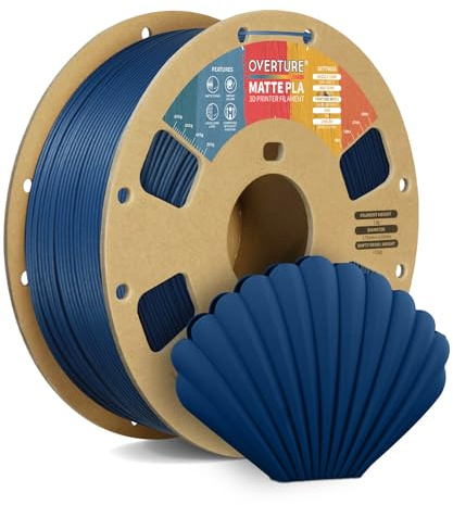 OVERTURE Matte PLA Filament 1,75 mm Marineblau | Natürlich matt | Mattes Finish • Kaschiert Schichtlinien •Leicht drucken • Glattere Oberfläche• ±0,02 mm • 1kg Spule• FDM-kompatibel