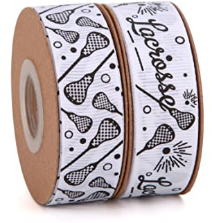 Meseey 2 Rolls 20 Yards Sport Ball Ribbon3/4Inch Fabric Ribbons for Wreath Gift Wrapping Sport Team Party Decor (Lacrosse)
