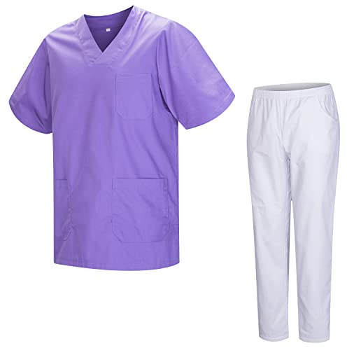 MISEMIYA - Uniformi Unisex Set Camice – Uniforme Medica con Maglia e Pantaloni Uniformi Mediche Camice Uniformi sanitarie 817-8312-BLANCO