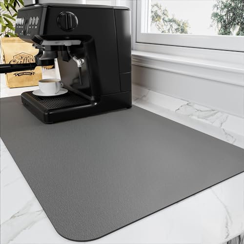 HotLive Tapis à café - Tapis de bar à café pour plan de travail - Accessoires de bar à café - Se place sous la machine à café, la machine à expresso, les taches absorbantes - Dos en caoutchouc - Tapis