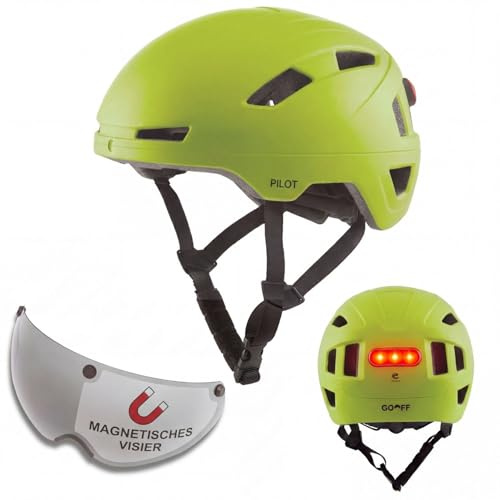 GOOFF Pilot S-Pedelec Helm | Schutz für schnelle E-Bike Fahrten | Fahrradhelm mit Visier und Licht | NTA 8776-zertifiziert