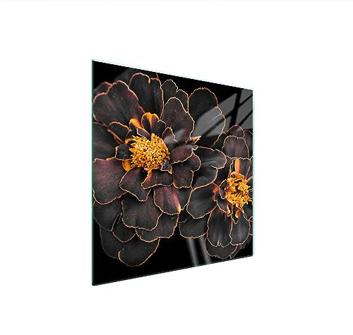 TMK ArtDeko Herdabdeckplatte 50x52 Einteilig Glas Induktion Herdschutz Spritzschutz Glasplatte Deko Schneidebrett, Blumen