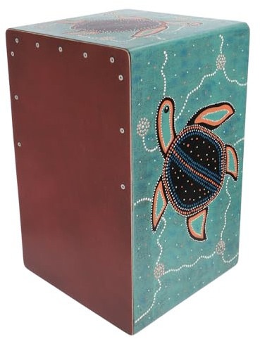 GURU SHOP Farbige Cajon, Holztrommel Percussion Instrument - Dot Art Turtle, 49x30x30 cm