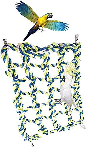 Kletternetz Kinder Outdoor Kletterseil Leiter Vogel Hanfseil Schaukelnetz Vogelseil Kletternetz mit 4 Haken für Freiensport-Entwicklungstraining, Garten,Outdo