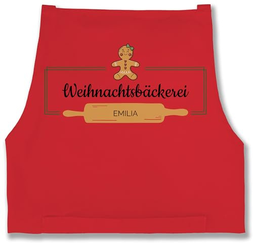 Geschenk mit Namen personalisiert by Shirtracer - Schürze - Weihnachtsschürze Damen Frauen - Weihnachtsbäckerei Lebkuchenfrau Name Text I Geschenk Backen